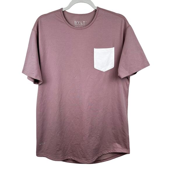 BYLT Premium Basics Drop Cut Lux Short Sleeve Pocket Mauve Men's Large Active - Picture 1 of 10